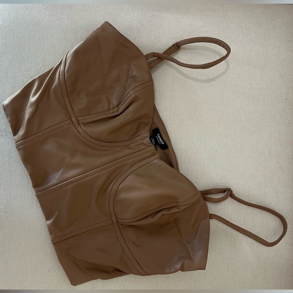 Express Tan Faux Leather Top